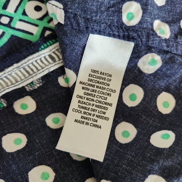 Crown & Ivy Blouse Womens 2X Pullover XXL Boho Top Bell Sleeves Blue/Green Beach - Picture 9 of 11